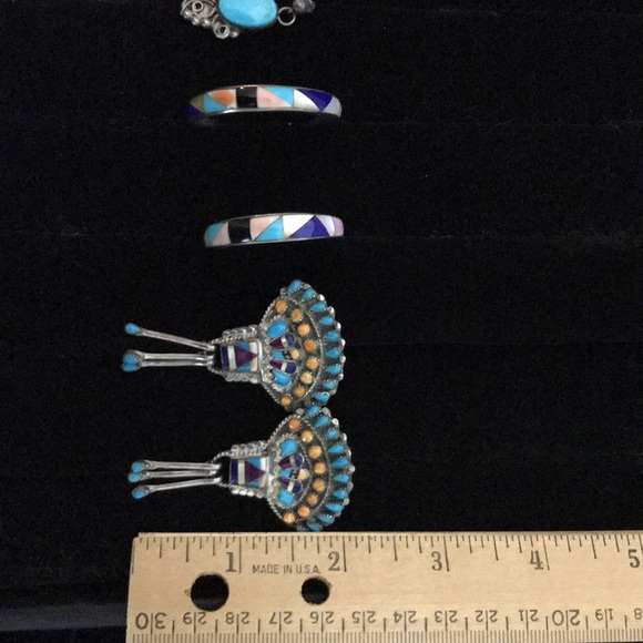 4 pairs: Turquoise & Sterling Earrings, Vintage - Picture 2 of 3